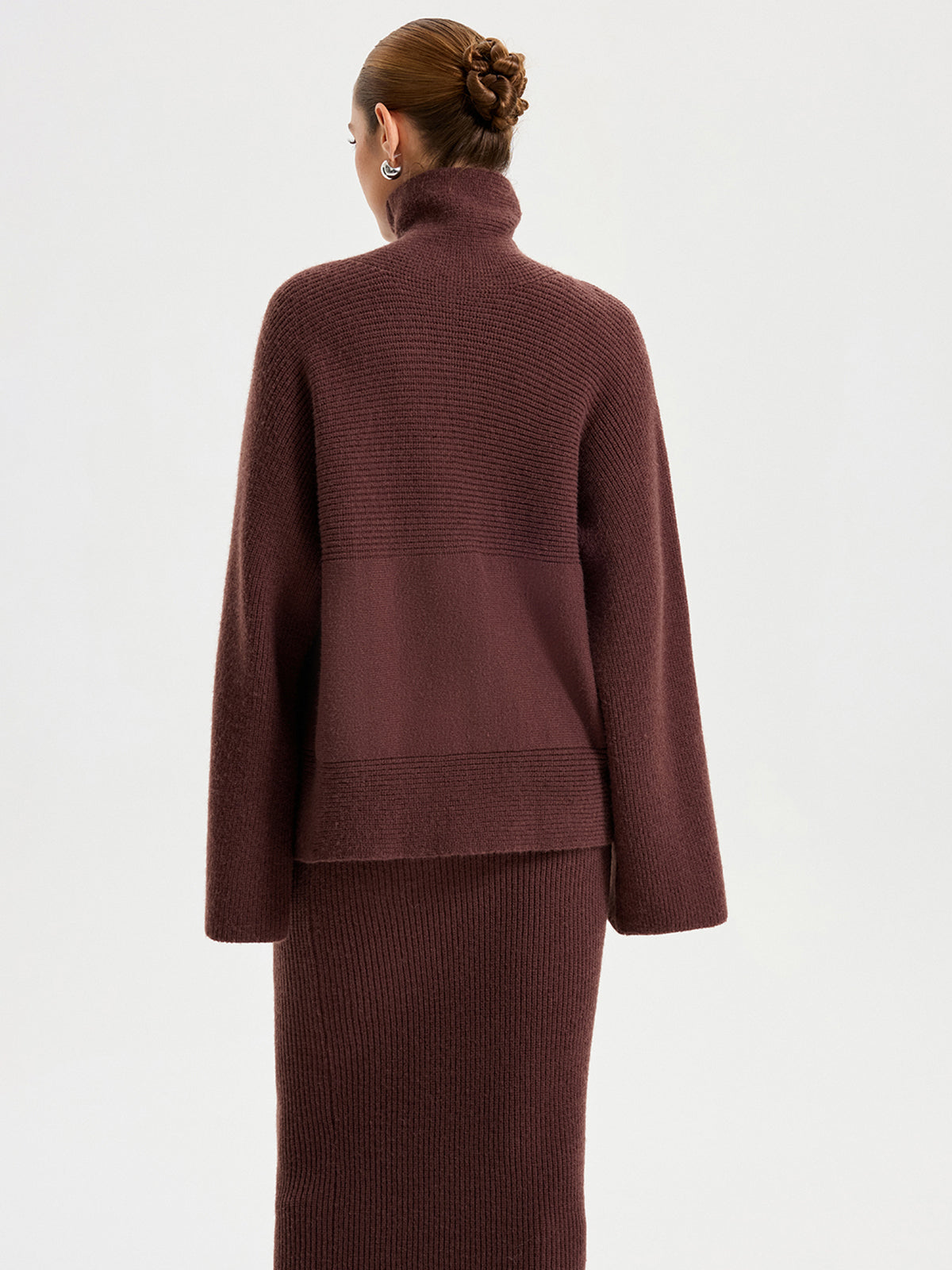 Turtleneck Knit Top and Maxi Skirt Set