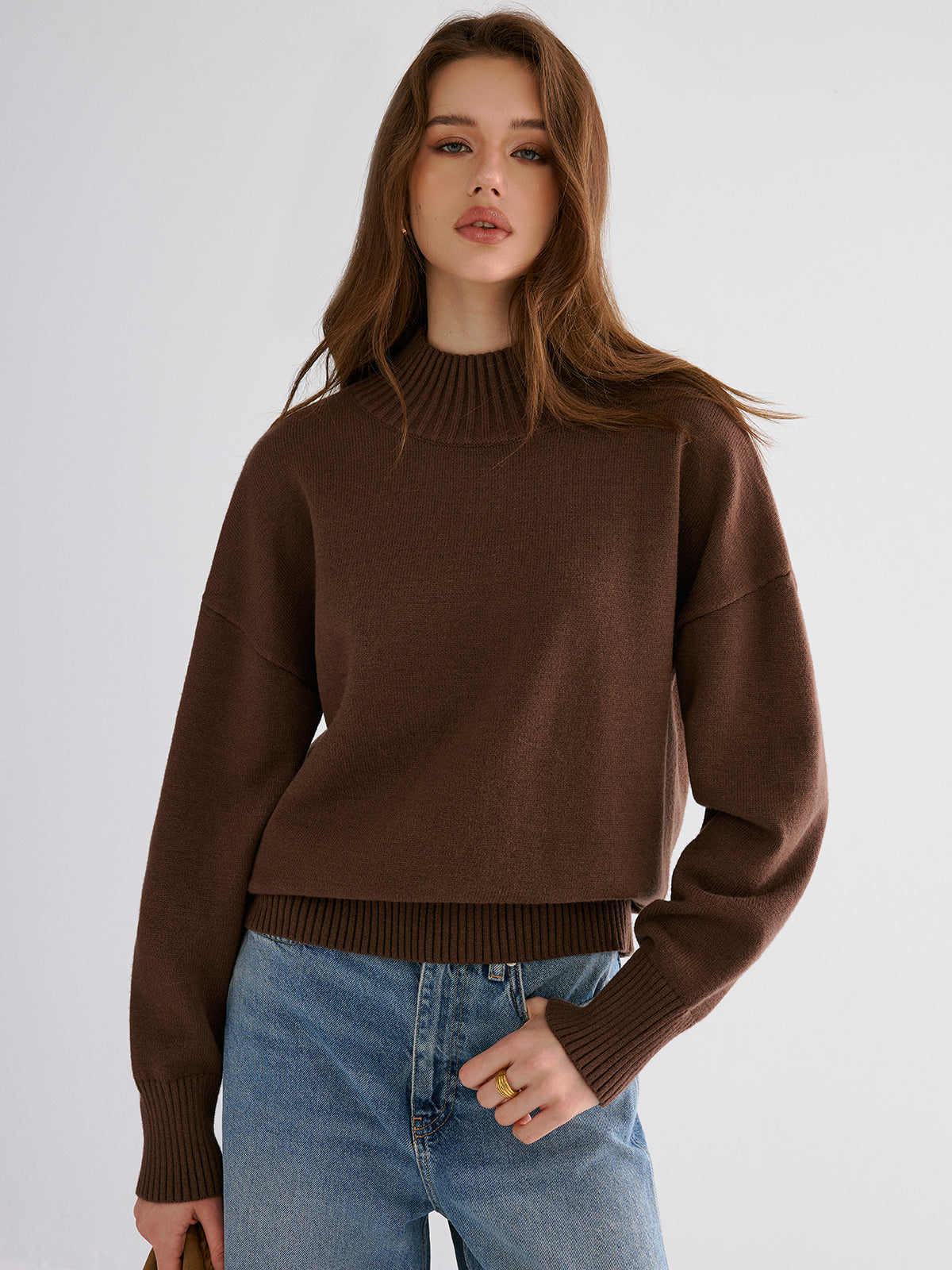 Oversized Drop Shoulder Crew Neck Sweater