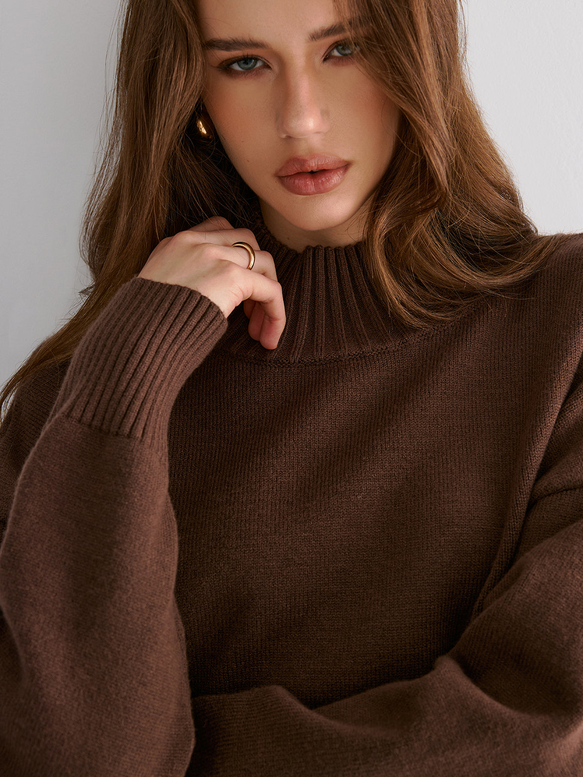 Oversized Drop Shoulder Crew Neck Sweater
