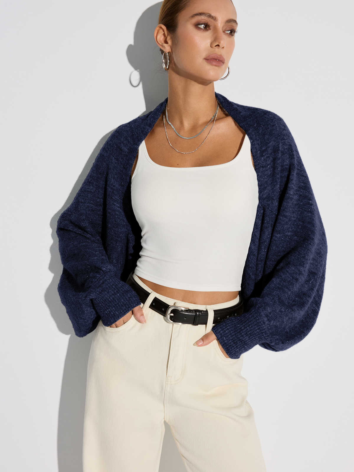 Wool Blend Oversized Batwing Sleeve Cardigan