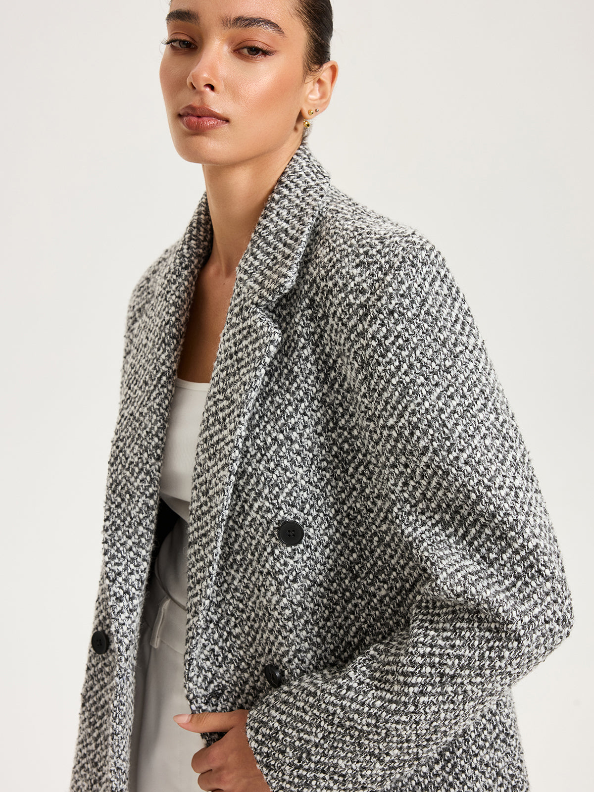 Wool-Blend Tweed Double-Breasted Blazer