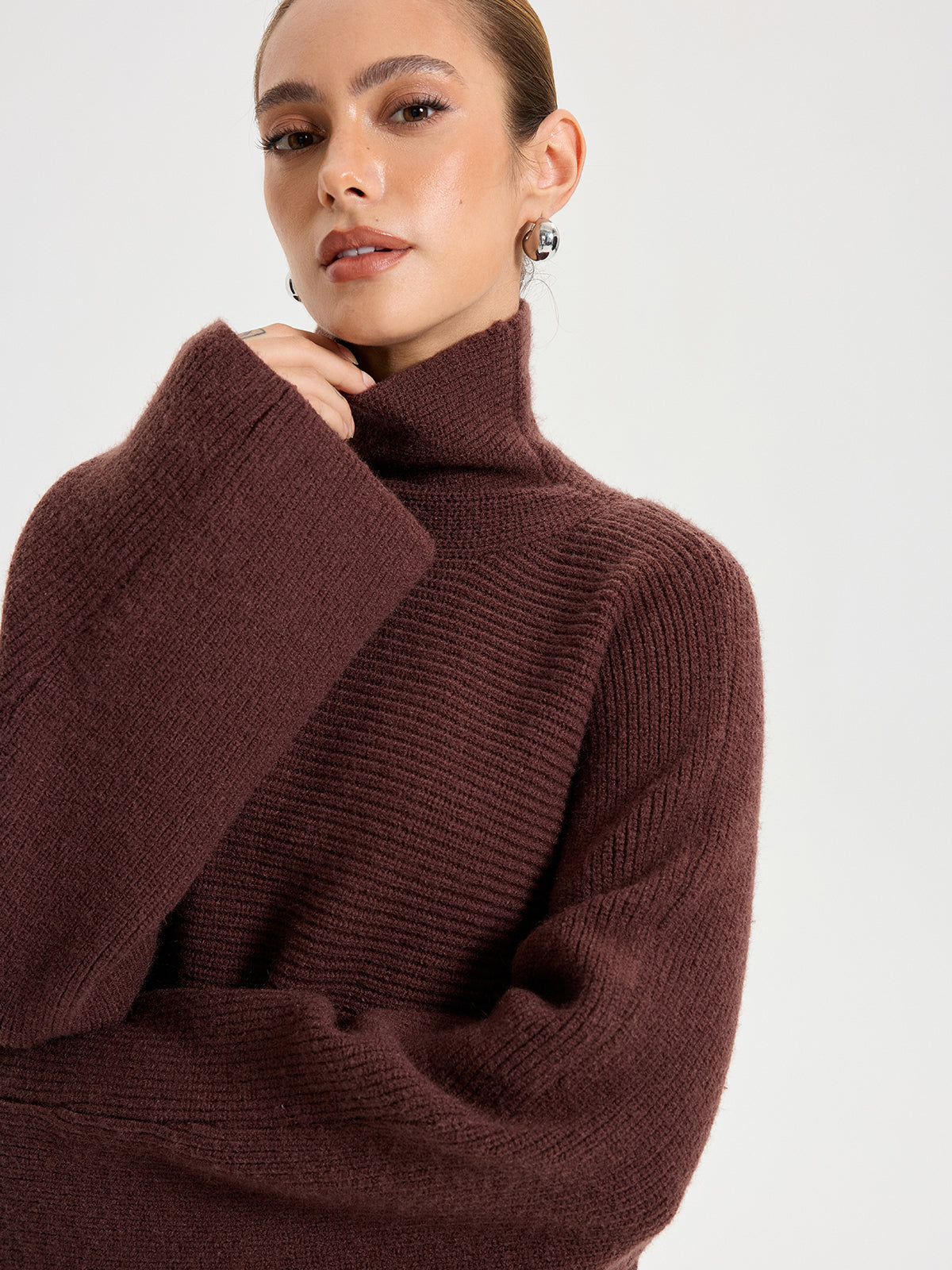 Turtleneck Knit Top and Maxi Skirt Set