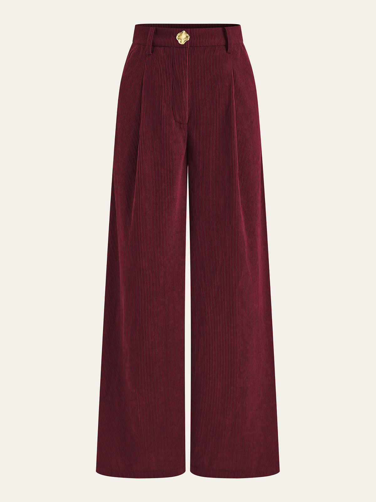 Corduroy Wide-Leg Pleated Pants