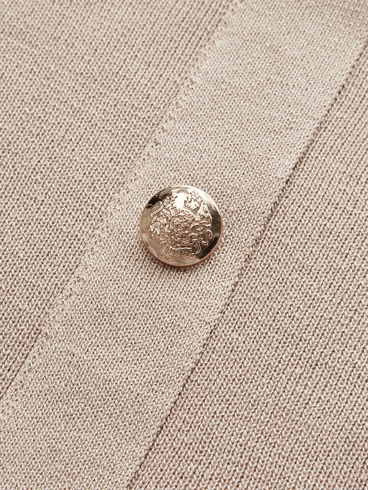 Metal Button Collared Cardigan and Midi Skirt Set