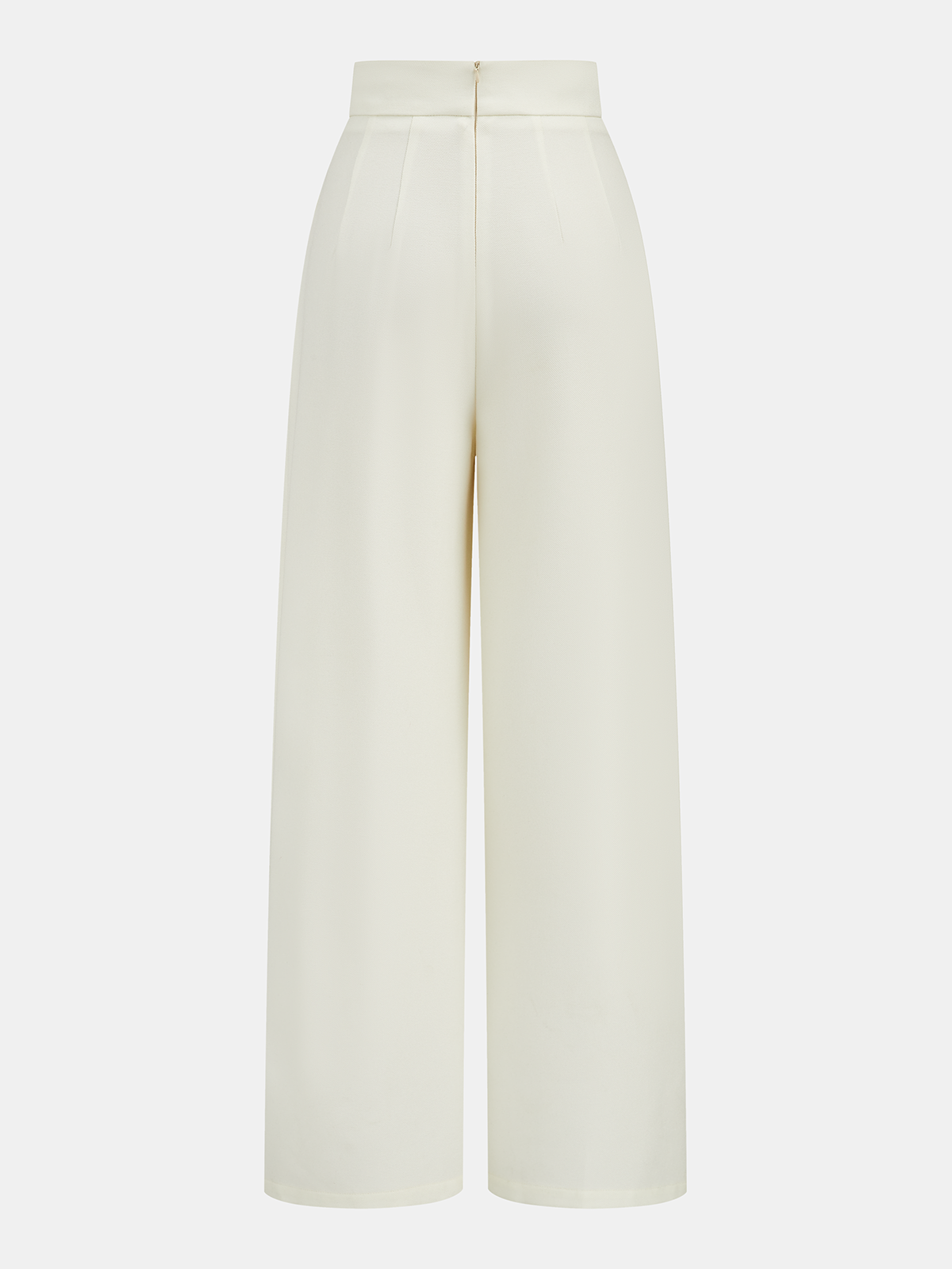 Mid-Waist Asymmetric Metal Detail Wide-Leg Pants